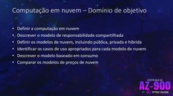 BY
CERTIFIQUE-SE
Computação em nuvem – Domínio de objetivo
• Definir a computação em nuvem
• Descrever o modelo de responsabi