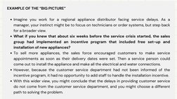 Imagine you work for a regional appliance distributor facing service delays. As a
manager, your instinct might be to focus on