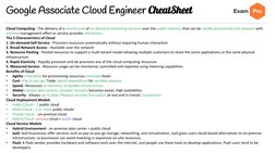 Google Associate Cloud Engineer CheatSheet
Cloud Computing - The delivery of a shared pool of on-demand computing services ov