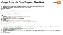 Google Associate Cloud Engineer CheatSheet
•
SaaS: SaaS platforms make software available to users over the internet, usually