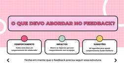 Tenha como base um
comportamento do colaborador
COMPORTAMENTO
Mostre os impactos que esse
comportamento tem na equipe.
IMPACT