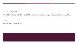 1. double ceil (double x)
The C library function double ceil (double x) returns the smallest integer value greater than or eq