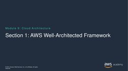 Module 9: C loud Ar c h ite c tu r e  
Section 1: AWS Well-Architected Framework 
© 2019, Amazon Web Services, Inc. or its Af