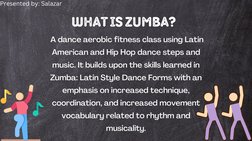 A dance aerobic fitness class using Latin
American and Hip Hop dance steps and
music. It builds upon the skills learned in
Z