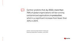 Gartner, Assessing Kubernetes for Hybrid and 
Multicloud Application Portability, June 2020.
Gartner predicts that, by 2022,