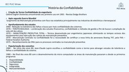 História da Confiabilidade
• Criação do Termo Confiabilidade da engenharia
Oxford English Dictionary encontrando seu primeiro