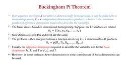 Buckingham Pi Theorem
•
If an equation involving 𝑘variables is dimensionally homogeneous, it can be reduced to a 
relationsh