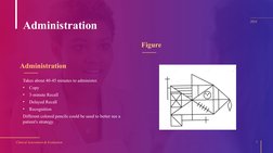 Clinical Assessment & Evaluation
7
Administration 
Administration
Takes about 40-45 minutes to administer.
•
Copy
•
3-minute