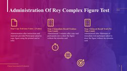 Clinical Assessment & Evaluation 
9
Administration Of Rey Complex Figure Test
Step1 Copy Trail (max 5 mins ; 2.5 mins)
20XX
S