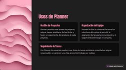 (https://gamma.app)Usos de Planner
Gestión de Proyectos
Planner permite crear planes de proyecto, 
asignar tareas, establece