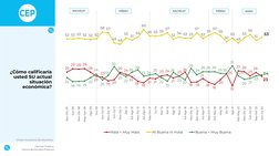 Opinión Pública,
Centro de Estudios Públicos
%
%
BACHELET
PIÑERA
BORIC
BACHELET
PIÑERA
¿Cómo calificaría 
usted SU actual 
si