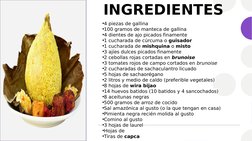 INGREDIENTES
•4 piezas de gallina
•100 gramos de manteca de gallina
•4 dientes de ajo picados finamente
•1 cucharada de cúrcu