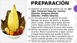 PREPARACIÓN
1) Sazonar las presas de gallina con sal, Ajo 
Siba, Pimienta Sibarita, Comino 
Sibarita, Orégano Molido 
Sibarit