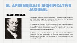 EL APRENDIZAJE SIGNIFICATIVO
EL APRENDIZAJE SIGNIFICATIVO
“AUSUBEL”
David Paul Ausubel fue un psicólogo y pedagogo nacido en