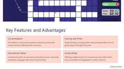 Key Features and Advantages
Customization
The ability to create and customize crossword puzzles with 
unique themes, difficul