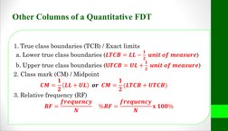 Other Columns of a Quantitative FDT
