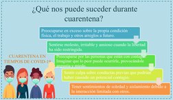 CUARENTENA EN 
TIEMPOS DE COVID-19
Preocuparse en exceso sobre la propia condición 
física, el trabajo y otros arreglos a fut