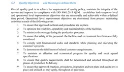 6.2
Quality Objectives
and Planning to Achieve them
Overall quality goal is to achieve the requirement of quality policy, mai