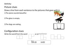 Activity:
Picture clues
Draw a line from each sentence to the pictures that goes with it.
1.The piano sounds beautiful.
2.The