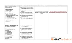 CONTENIDO TEMÁTICO
UNIDADES DE COMPETENCIA
CRITERIOS DE EVALUACION
FUENTES
BLOQUE 1: MENÚS ARCHIVO,
EDICIÓN E IMAGEN.
1.0 Int