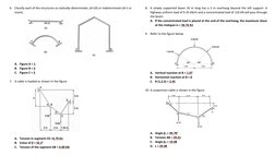 6. Classify each of the structures as statically determinate, (d=10) or indeterminate (d=1 or 
more).