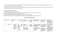 School Intervention Plan Template | PDF | Educational Psychology ...