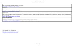 ACTION ITEMS LIST - INSTRUCTIONS
Page 4 of 5
Enter any activities that rely on the completion of this activity.
CONSTRAINTS
E