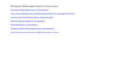 Project Management resources
Project Management Templates (https://www.stakeholdermap.com/project-templates/project-managemen