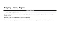 Designing a Training Program
Learning Objectives
1.Be able to design a training program framework.
2.Understand the uses and