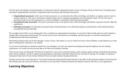 The first step in developing a training program is to determine what the organization needs in terms of training. There are t