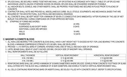 6. SPLICES SHALL BE SECURELY WIRED TOGETHER AND SHALL LAP OR EXTEND IN ACCORDANCE WITH TABLE 1 (TABLE OF LAP SPLICE AND 
ANCH