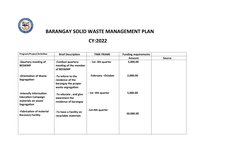 Barangay Solid Waste Management Plan 2022 | PDF