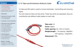 Content
ST Geomative Co., Ltd
www.geomative.com
Take-outs: 12
Cores: 26pins
Cable spacing: 5m, 10m or Custom
Weight/length ：5
