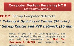 COC 2: Set-up Computer Networks 
Computer System Servicing NC II
Core Competencies
Computer System Servicing NC II
Core Compe