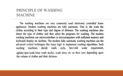 PRINCIPLE OF WASHING 
MACHINE
