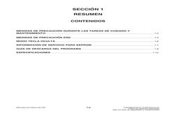 SECCIÓN 1
RESUMEN
CONTENIDOS
MEDIDAS DE PRECAUCIÓN DURANTE LAS TAREAS DE CUIDADO Y 
MANTENIMIENTO ...........................