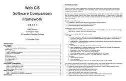 Web GIS
Software Comparison
Framework
- D R A F T -
A.M. Bonnici
Geomatics Dept.
Sir Sandford Fleming College