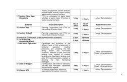 9 
 
meeting engagement, counter ambush, 
near/far/sniper ambush, break contact, 
apprehending unarmed civilians. 
17. Sectio
