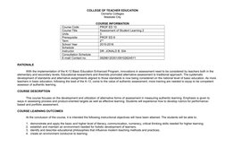 COLLEGE OF TEACHER EDUCATION
Osmeña Colleges
Masbate City
COURSE INFORMATION
Course Code
PROF ED 10
Course Title
Assessment o