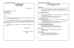 LETTER OF ADJUSTMENT  
 
 
 
 
 
 
          FUNCTIONAL RESUME STYLE