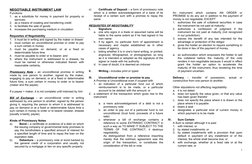 NEGOTIABLE INSTRUMENT LAW
Functions: 
1.
as a substitute for money in payment for property or
services; 
2.
as a means of cre
