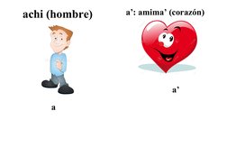 achi (hombre)
a’: amima’ (corazón)
a
a’
