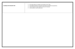 5. SCHEDULE FOR THE NEXT VISIT

Encourage patient to complete immunization for her child.

Encourage the patient to visit a