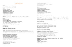 Wicked Musical Script
-ACT I-
[Scene 1 - No One Mourns The Wicked]
Ozians:
Good news, she's dead!
The witch of the west is de