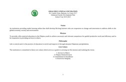 OSIAS EDUCATIONAL FOUNDATION
Dr. Camilo Osias, Balaoan, La Union 2517
Enhanced Faculty Development Plan
School Year 2019-2023
