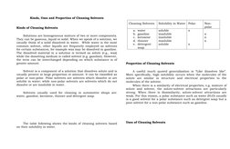 Kinds, Uses and Properties of Cleaning Solvents
Kinds of Cleaning Solvents
Solutions are homogeneous mixture of two or more c