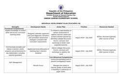 Individual Development Plan for Teachers 2025 | PDF | Educational ...