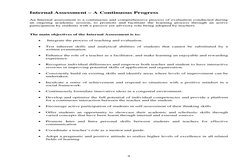 4 
 
Internal Assessment – A Continuous Progress 
 
An Internal assessment is a continuous and comprehensive process of evalu