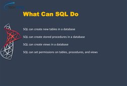 SQL can create new tables in a database
SQL can create stored procedures in a database
SQL can create views in a database
SQL