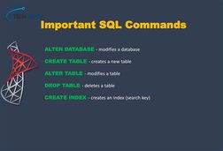 ALTER DATABASE - modifies a database
CREATE TABLE - creates a new table
ALTER TABLE - modifies a table
DROP TABLE - deletes a